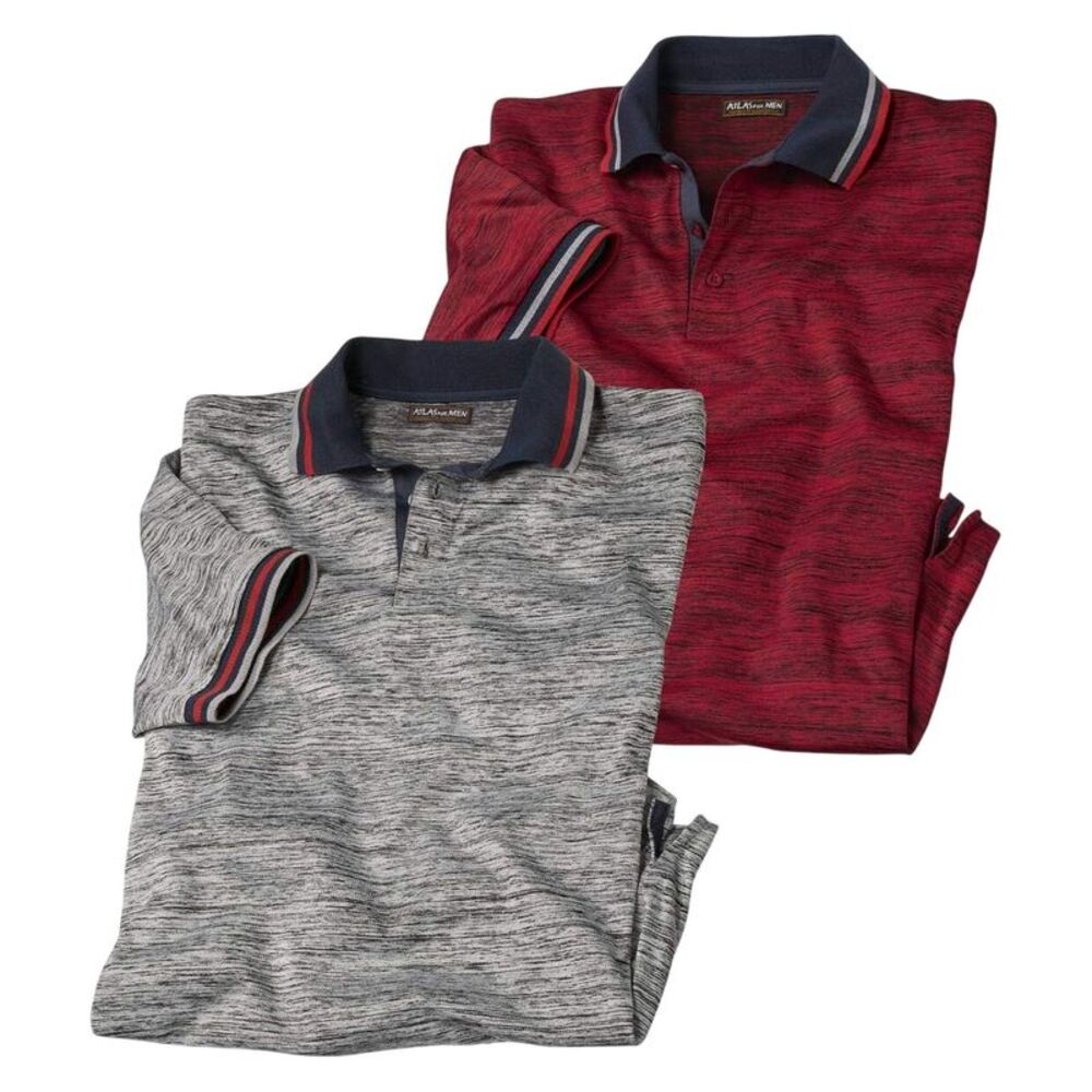 Atlas For Men Mens Jersey Polo Shirt (Pack of 2) / Light Grey/Red